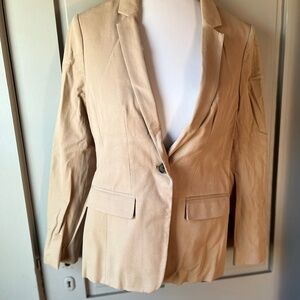 Tan lined Ann Taylor jacket with one brown button